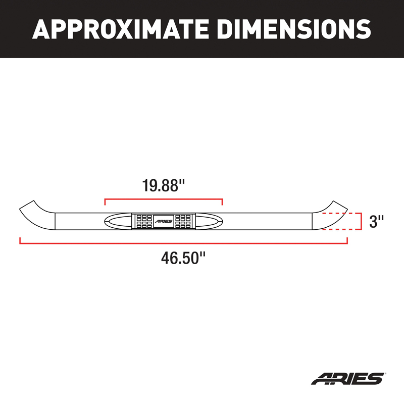 ARIES | 3" Round Black Steel Side Bars ARIES Step Bars