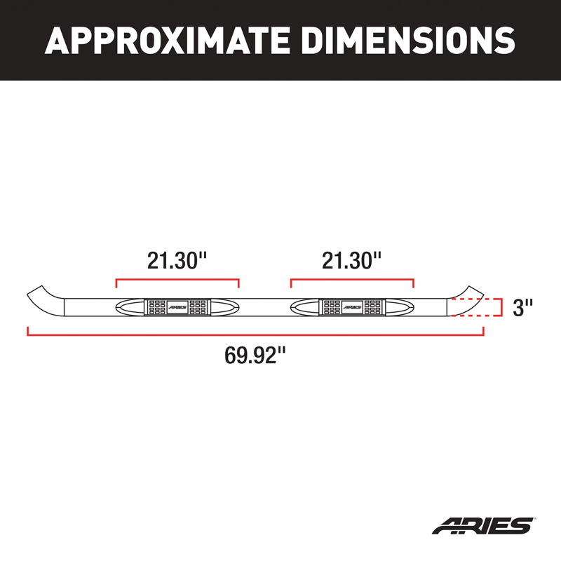 ARIES | 3" Round Black Steel Side Bars - H3 3.5L / 3.7L / 5.3L 2006-2010 ARIES Step Bars