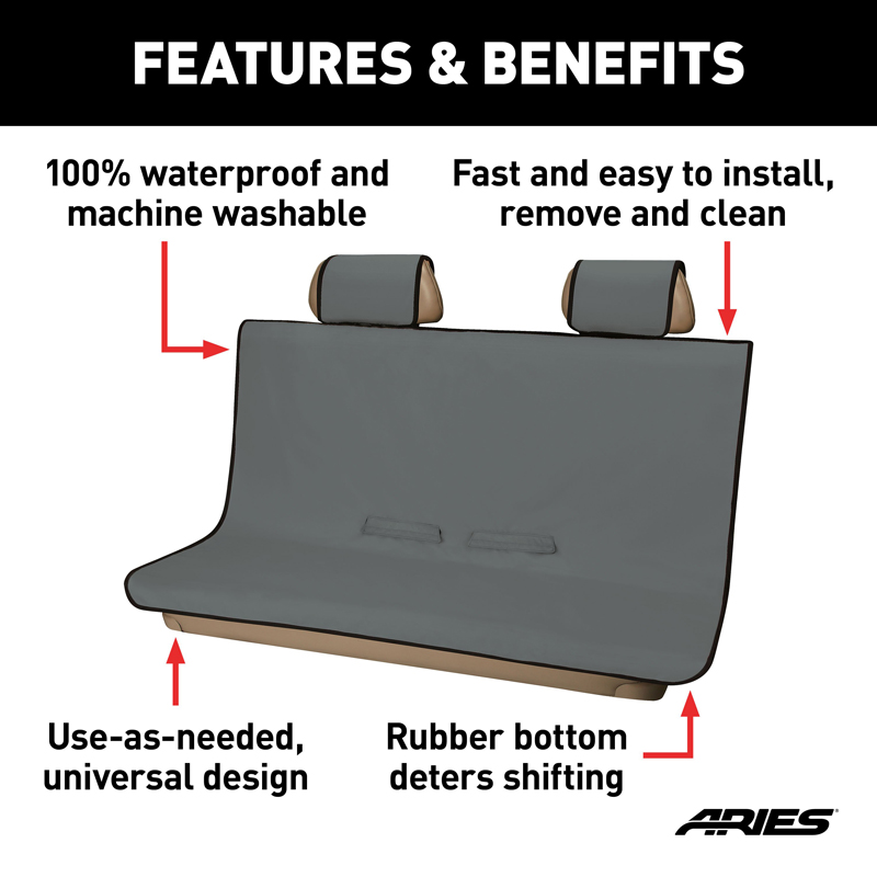 ARIES | Seat Defender 58" x 55" Removable Waterproof Grey Bench Seat Cover