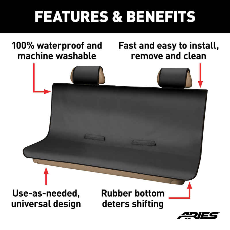 ARIES | Seat Defender 58" x 63" Removable Waterproof Black XL Bench Seat Cover ARIES Seat Covers