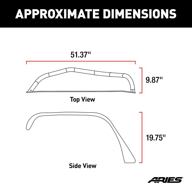 ARIES | Black Aluminum Front Fender Flares - Wrangler (JK) Unlimited 3.6L / 3.8L 2007-2018 ARIES Fender Flares & Trim