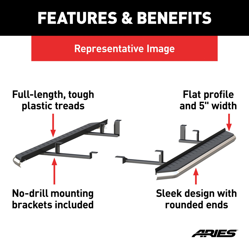 ARIES | AeroTread 5" x 67" Polished Stainless Running Boards - Equinox / Terrain 2018-2021 ARIES Step Bars