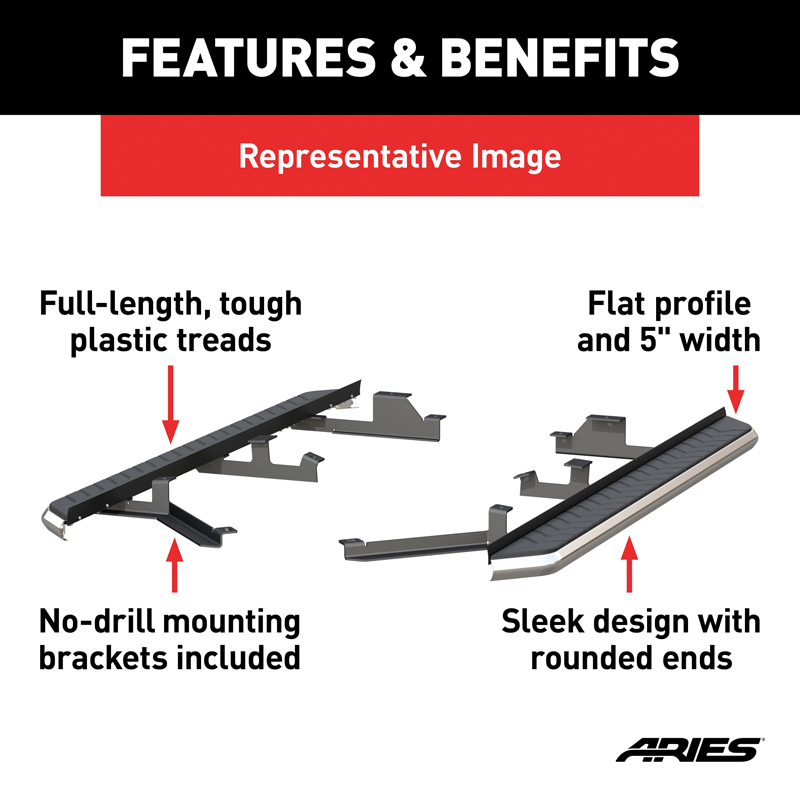 ARIES | AeroTread 5" x 73" Polished Stainless Running Boards - Explorer 2.3T / 3.0T / 3.3L 2020-2022 ARIES Step Bars