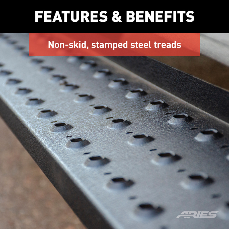 ARIES | RidgeStep 6-1/2" x 85" Black Steel Running Boards - Ram 1500 / Classic / 2500 / 3500 2011-2022 ARIES Step Bars