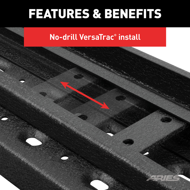 ARIES | RidgeStep 6-1/2" x 91" Black Steel Running Boards - F-150 / Lightning / F-250 / F-350 2015-2023 ARIES Step Bars