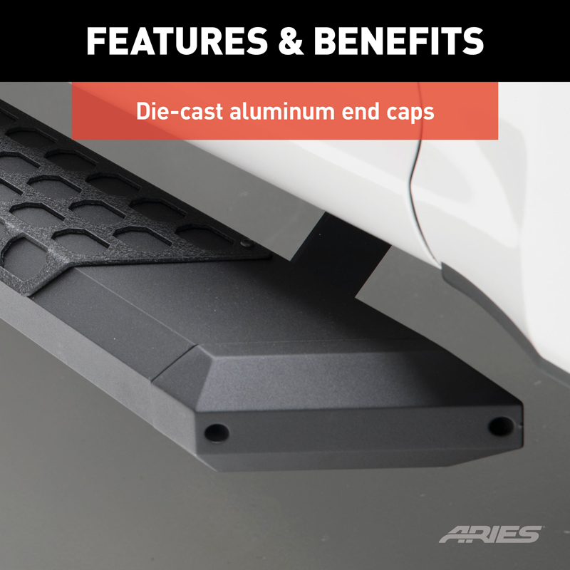 ARIES | AdvantEDGE 5-1/2" x 85" Black Aluminum Side Bars (No Brackets) - Chevrolet / Dodge / Ford / GMC / Honda / Nissan / Toyot