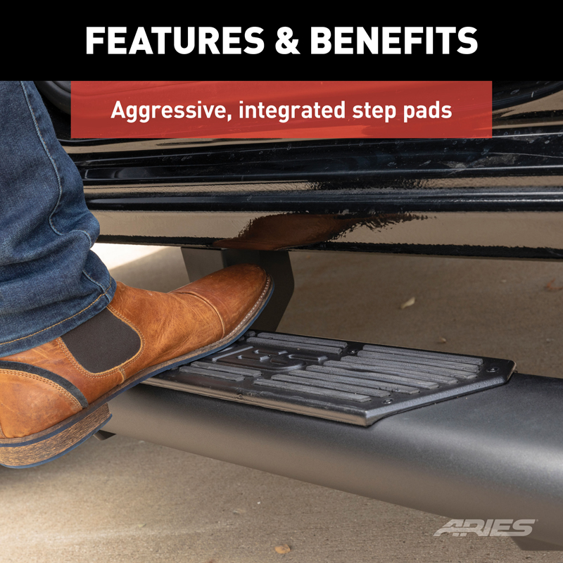 ARIES | AscentStep 5-1/2" x 75" Black Steel Running Boards (No Brackets) - Chevrolet / Dodge / Ford 2000-2023 ARIES Step Bars