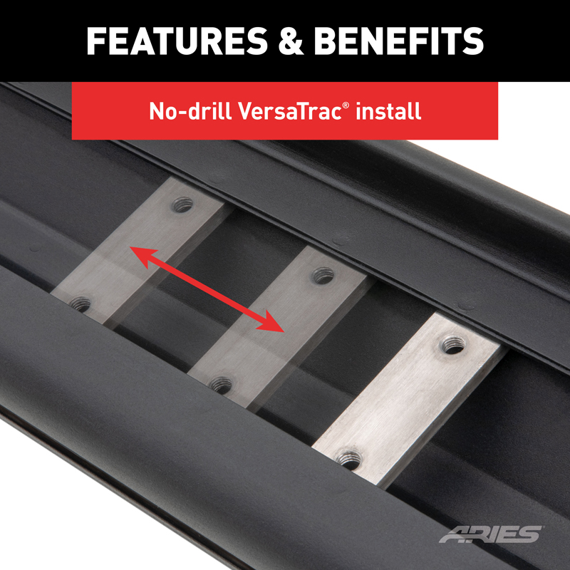 ARIES | AscentStep 5-1/2" x 91" Black Steel Running Boards (No Brackets) - Chevrolet / Dodge / Ford / GMC 2000-2023