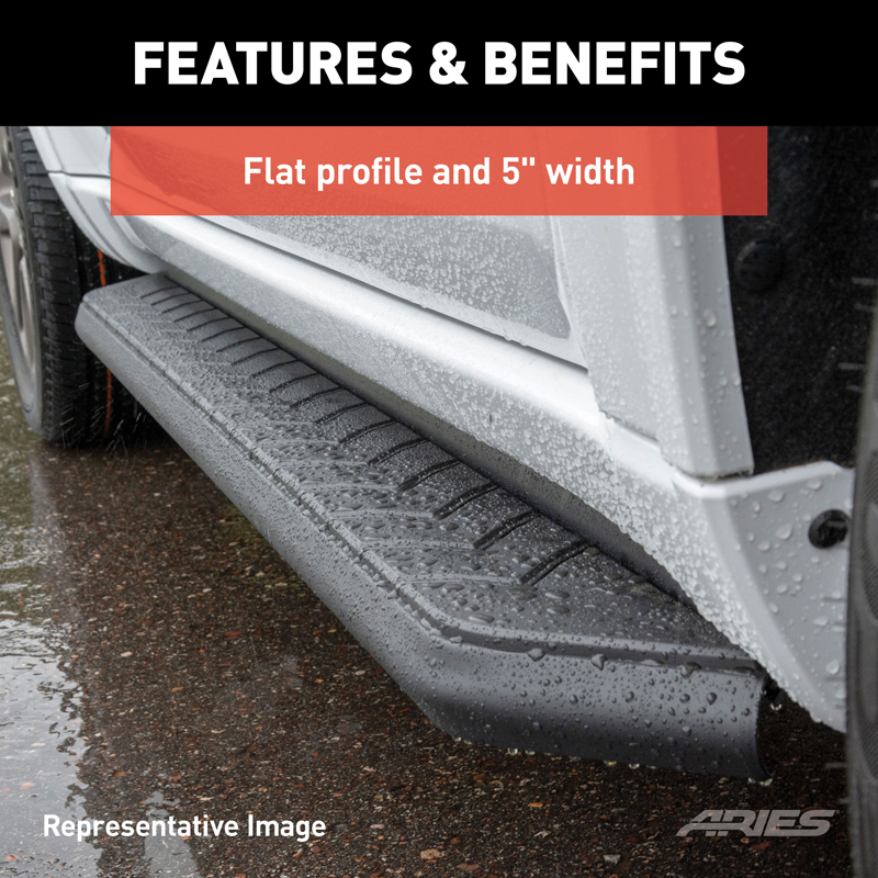 ARIES | AeroTread 5" x 76" Black Stainless Running Boards - Enclave / Traverse 3.6L / 2.0T 2018-2021 ARIES Step Bars