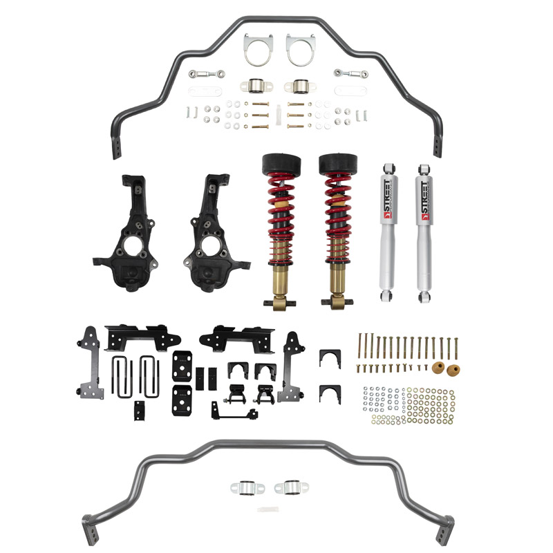 Belltech | Complete Kit Inc. Height Adjustable Front Coilovers & Rear Sway Bar - Silverado / Sierra 1500 2019-2023
