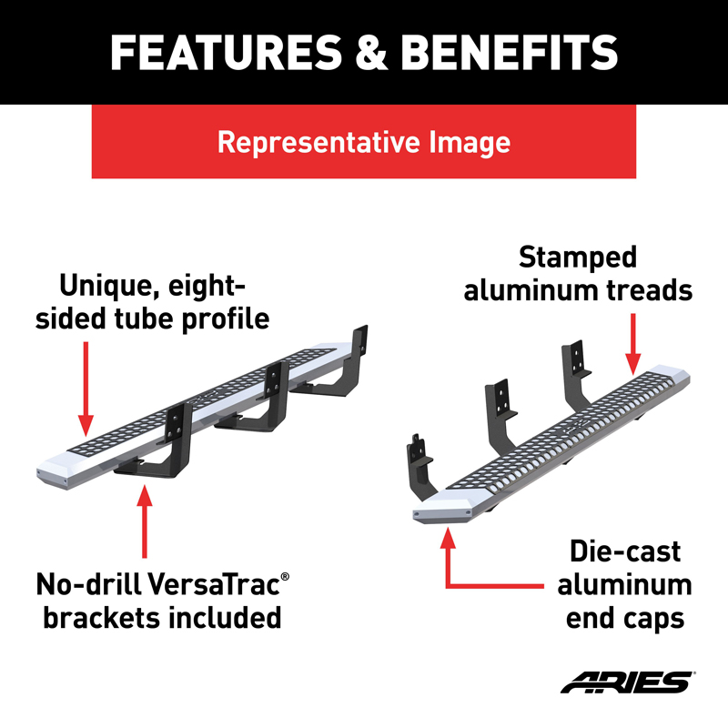 ARIES | AdvantEDGE 5-1/2" x 85" Chrome Aluminum Side Bars - Titan / XD 5.6L / 5.0L 2004-2022