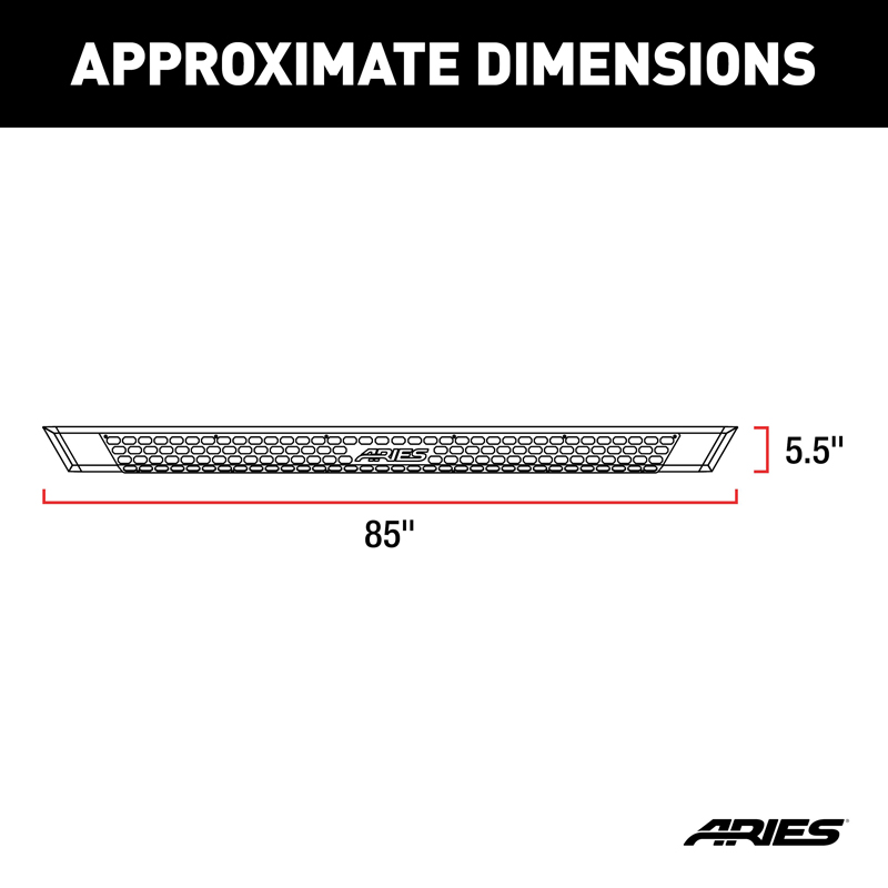 ARIES | AdvantEDGE 5-1/2" x 85" Black Aluminum Side Bars - Ram 1500 / Classic / 2500 / 3500 2009-2022 ARIES Step Bars