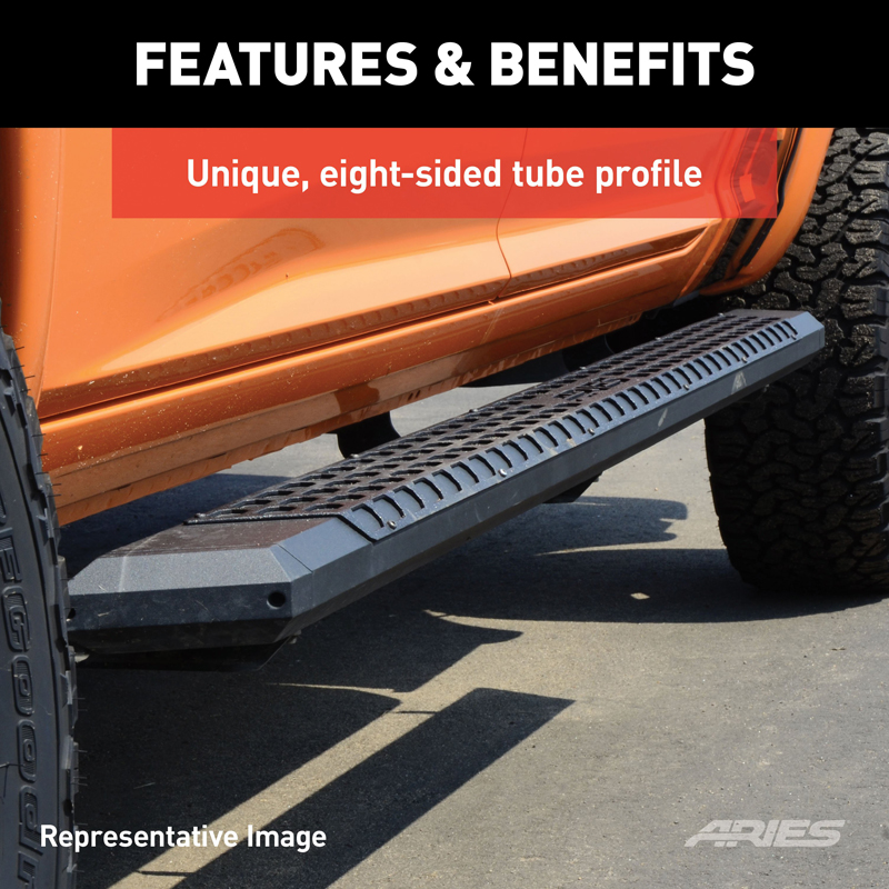 ARIES | AdvantEDGE 5-1/2" x 85" Black Aluminum Side Bars - Ram 1500 / Classic / 2500 / 3500 2009-2022 ARIES Step Bars