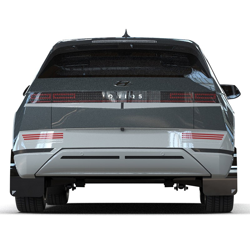RallyArmor | Black UR Mud Flap Silver Battery Logo - Ioniq 5 2025 RallyArmor Mud Flaps