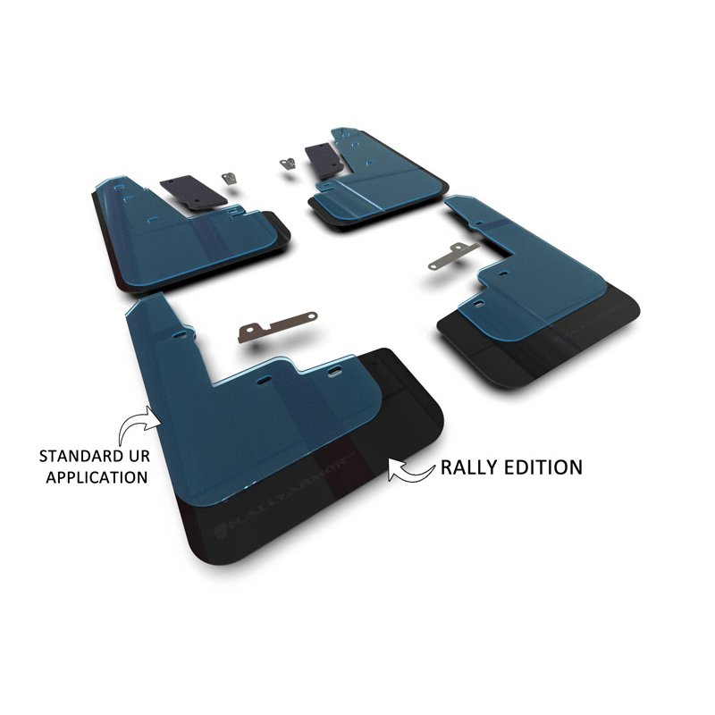 RallyArmor | Black UR Mud Flap Logo Metallic Black - Mustang Mach-E Rally Edition 2024-2025