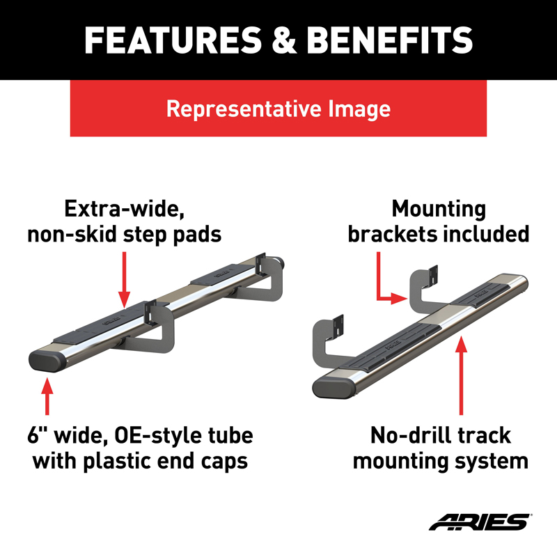 ARIES | 6" x 85" Polished Stainless Oval Side Bars - Tundra 2007-2021