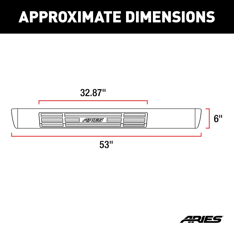 ARIES | 6" x 53" Black Aluminum Oval Side Bars - F-250 / F-350 2000-2016