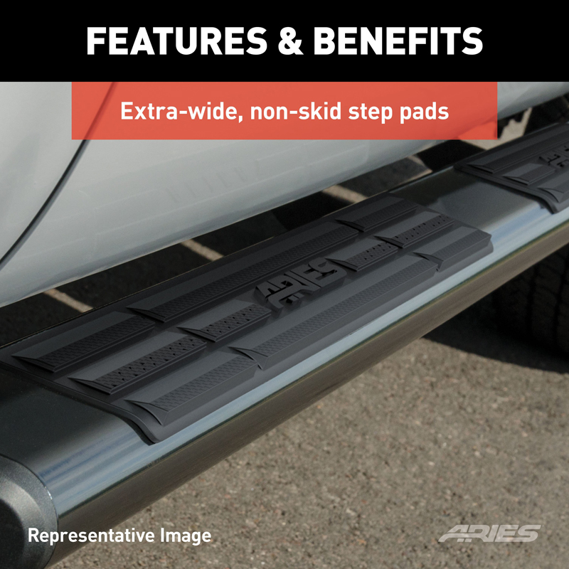 ARIES | 6" x 53" Black Aluminum Oval Side Bars - F-150 / F-250 / F-350 2015-2023 ARIES Step Bars