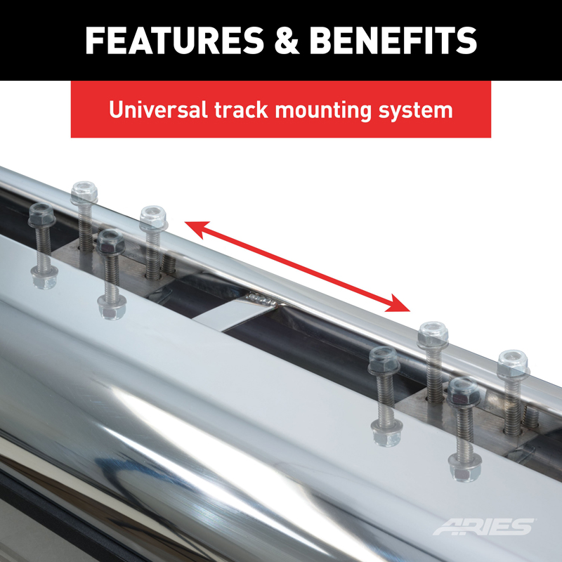 ARIES | 6" x 85" Black Aluminum Oval Side Bars - Ram 1500 / Classic / 2500 / 3500 2009-2022 ARIES Step Bars