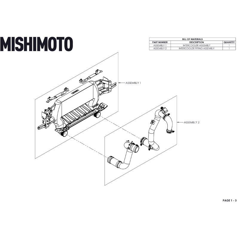 Mishimoto | High-mount Intercooler Kit, 2021+ Ford Bronco 2.3L, Silver Core, Polished Pipes - Bronco 2.3T 2021-2023