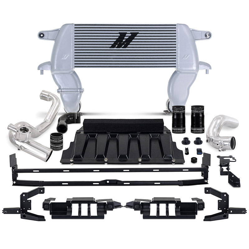 Mishimoto | High-mount Intercooler Kit, 2021+ Ford Bronco 2.3L, Silver Core, Polished Pipes - Bronco 2.3T 2021-2023