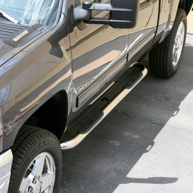 ARIES | 3" Round Polished Stainless Side Bars - Chevrolet / GMC 2000-2007