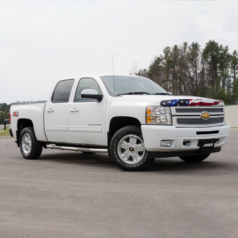 ARIES | 3" Round Polished Stainless Side Bars - Chevrolet / GMC 2001-2014 ARIES Step Bars