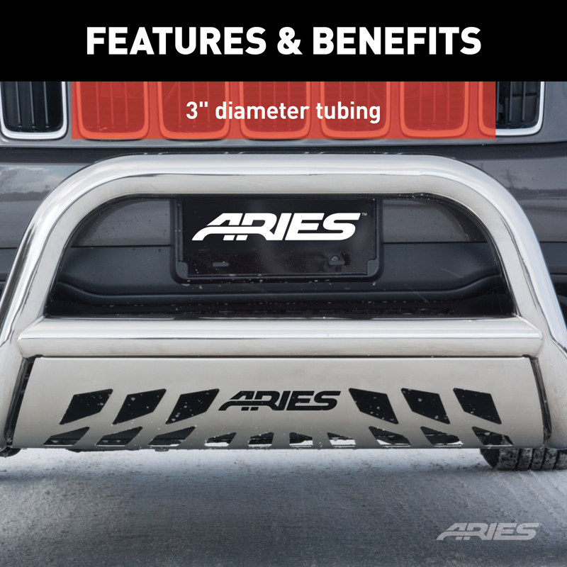 ARIES | 3" Polished Stainless Bull Bar - Silverado / Sierra 1500 / Limited 2019-2022 ARIES Bull Bar