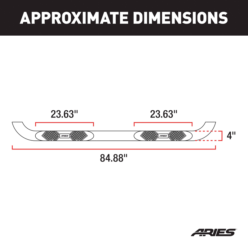 ARIES | Big Step 4" Black Aluminum Round Side Bars - Tacoma 2.7L / 3.5L / 4.0L 2005-2022