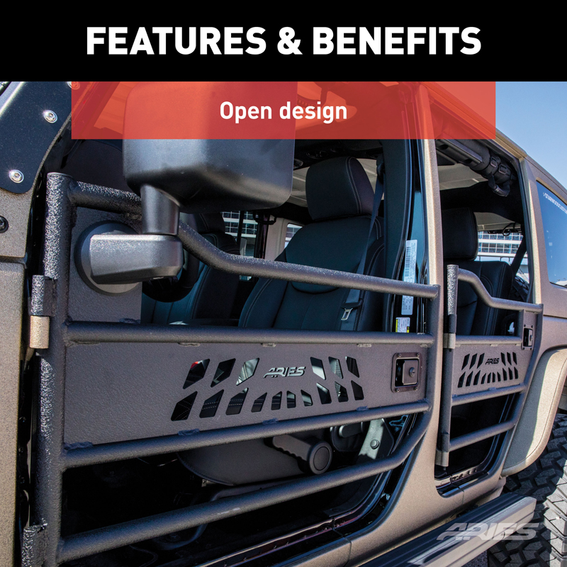 ARIES | Aluminum Front Tube Doors - Wrangler (JK) 3.6L / 3.8L 2007-2018 ARIES Doors