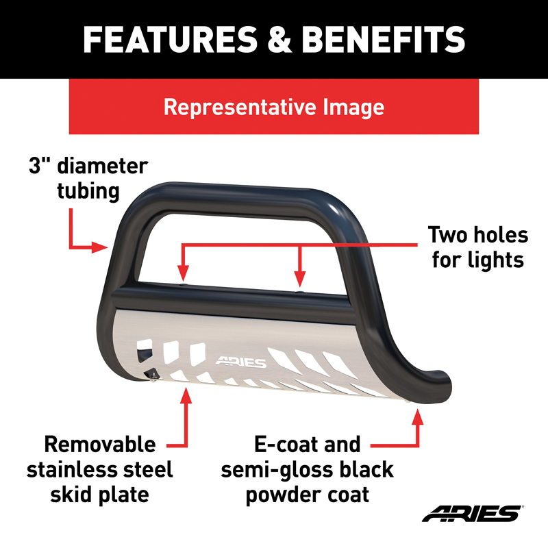 ARIES | 3" Black Steel Bull Bar - Sequoia / Tundra 2007-2021 ARIES Bull Bar