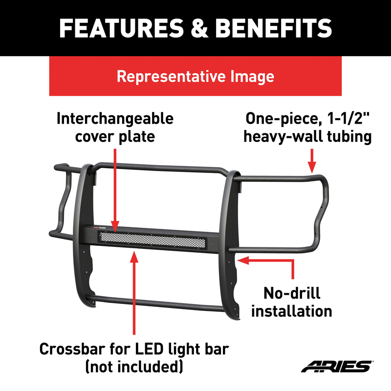 ARIES | Pro Series Black Steel Grille Guard - F-250 / F-350 2017-2022