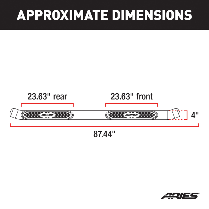 ARIES | 4" Black Steel Oval Side Bars - Excursion / F-250 / F-350 2000-2016 ARIES Step Bars