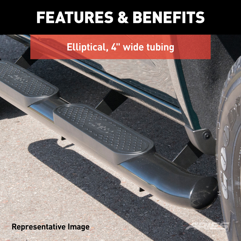 ARIES | 4" Black Steel Oval Side Bars - F-150 / Heritage 2004-2014 ARIES Step Bars