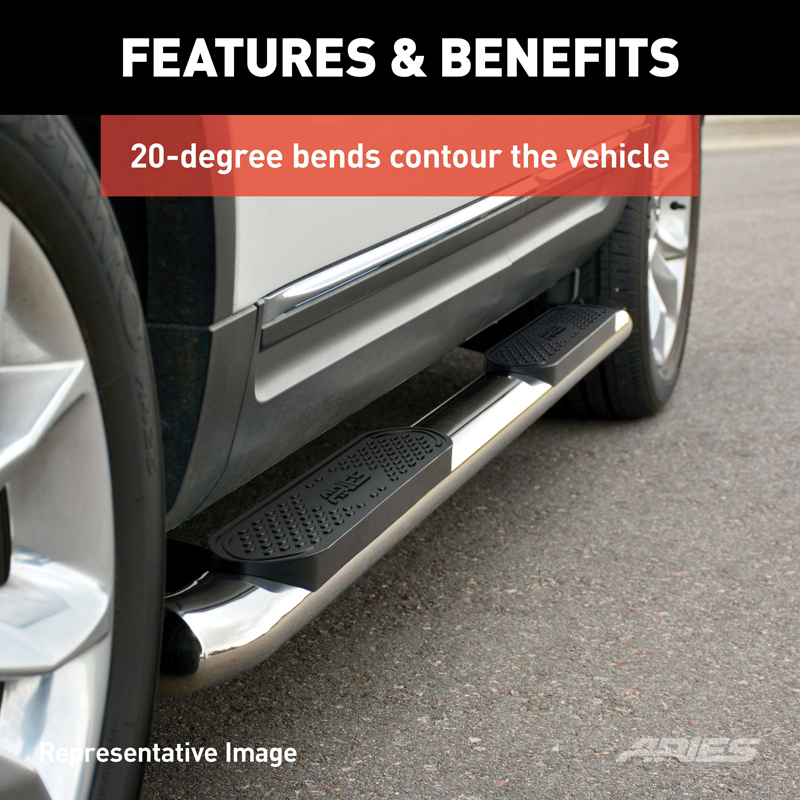 ARIES | 4" Polished Stainless Oval Side Bars - Explorer 2.0T / 2.3T / 3.5L 2011-2019 ARIES Step Bars