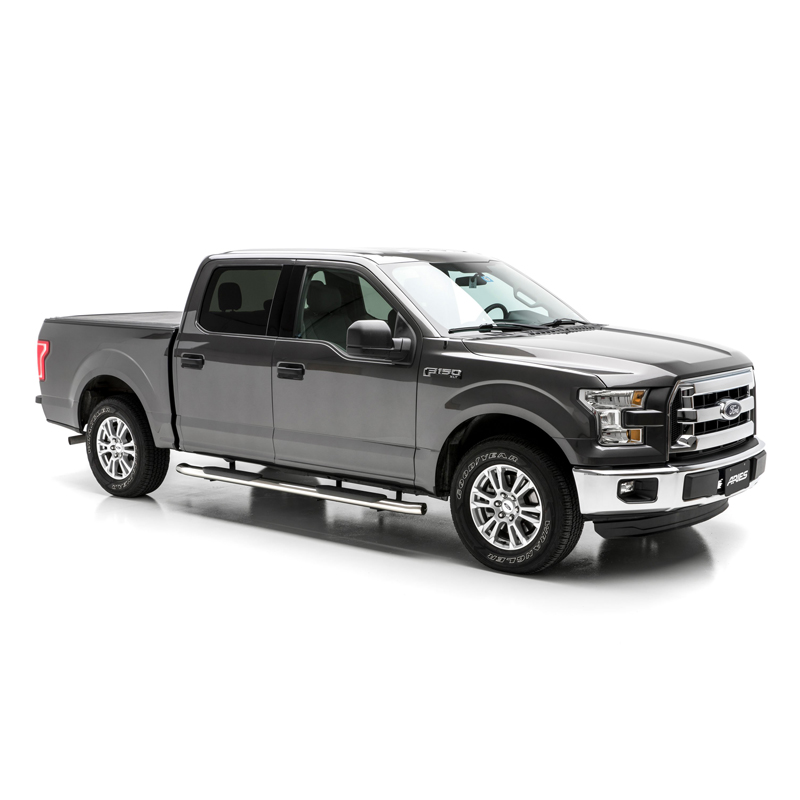 ARIES | 4" Polished Stainless Oval Side Bars - F-150 / Lightning / F-250 / F-350 2015-2023