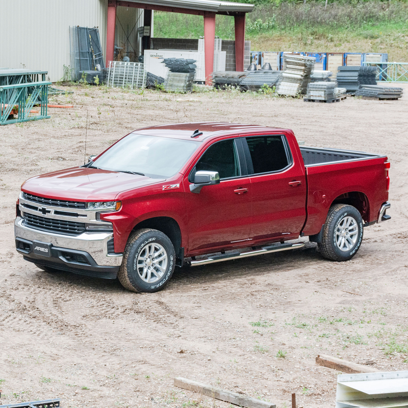 ARIES | 4" Polished Stainless Oval Side Bars - Chevrolet / GMC 2001-2014 ARIES Step Bars