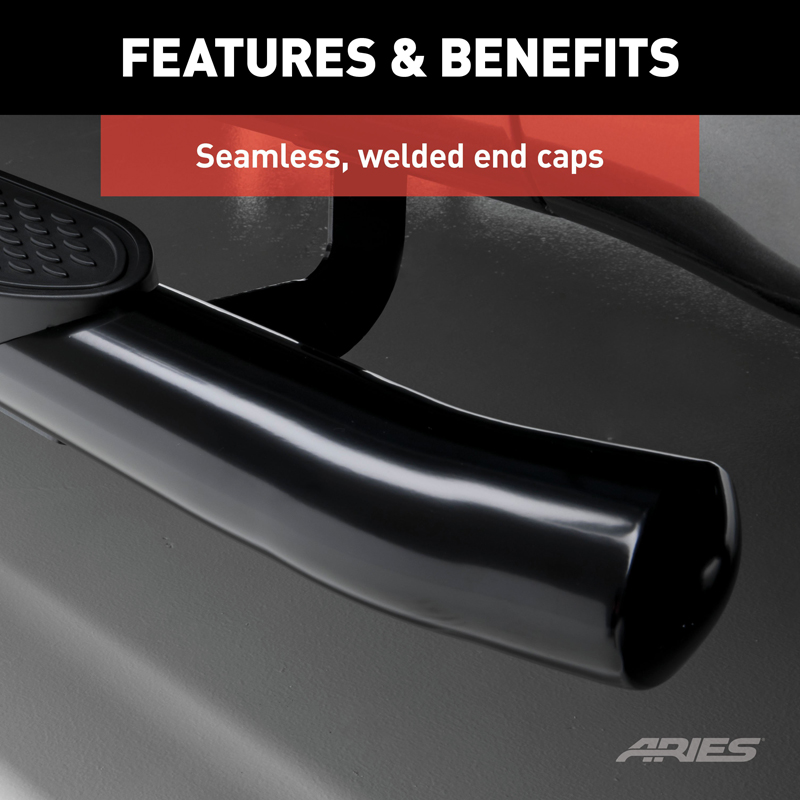 ARIES | 4" Black Steel Oval Side Bars - Ram 1500 / Classic / 2500 / 3500 2009-2022 ARIES Step Bars