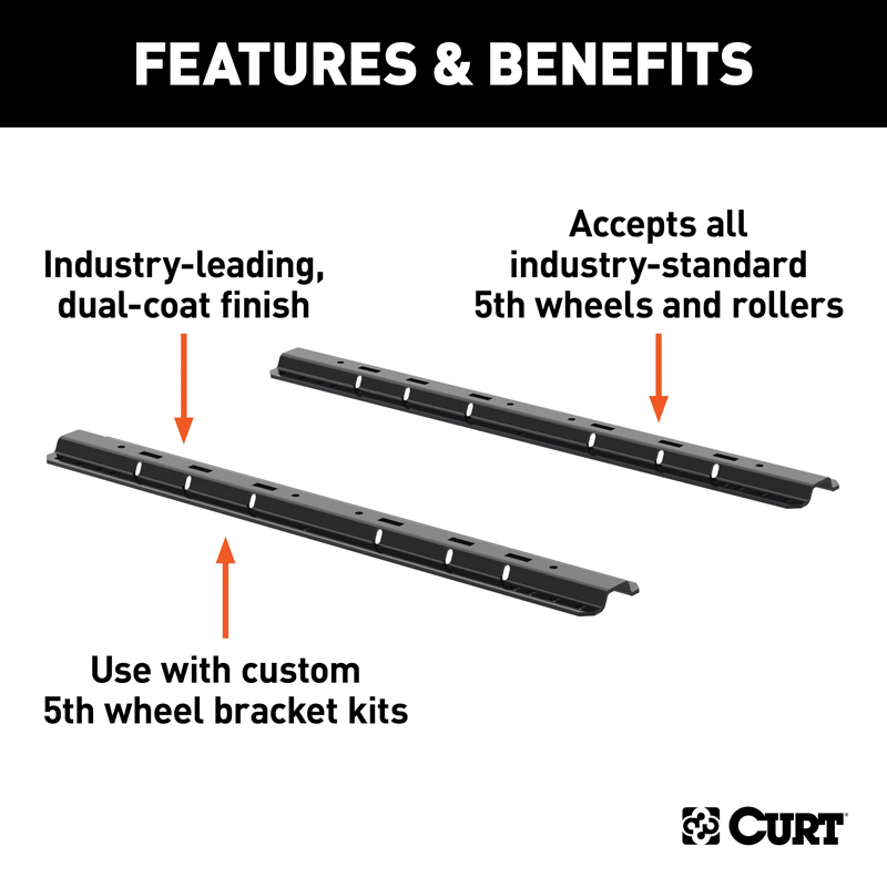 CURT | Universal 5th Wheel Base Rails, 25K (Carbide Black)