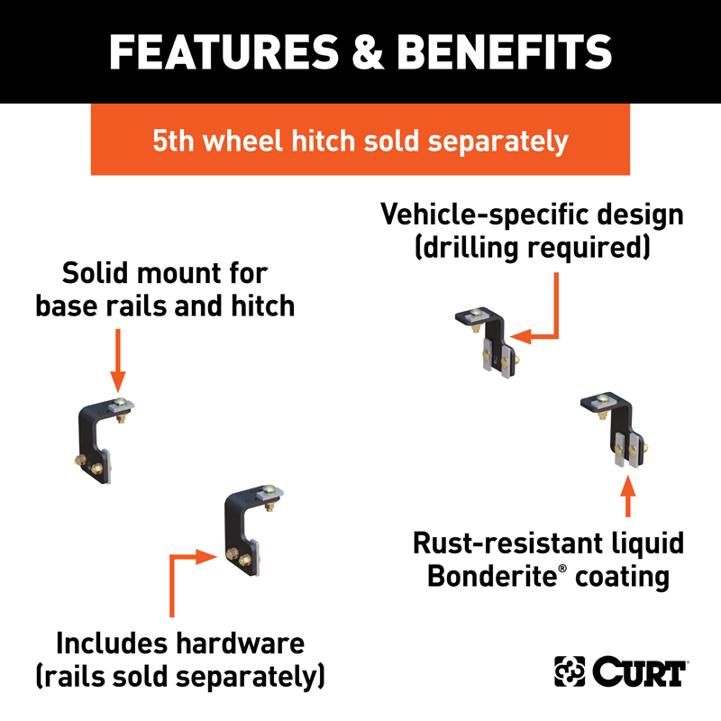 CURT | Semi-Custom 5th Wheel Brackets - F-150 2004-2011 CURT 5th Wheel Hitches