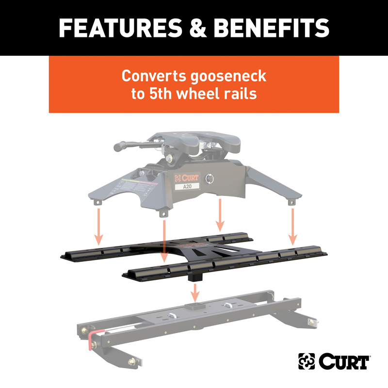 CURT | X5 Gooseneck-to-5th-Wheel Adapter Plate with Square Shank