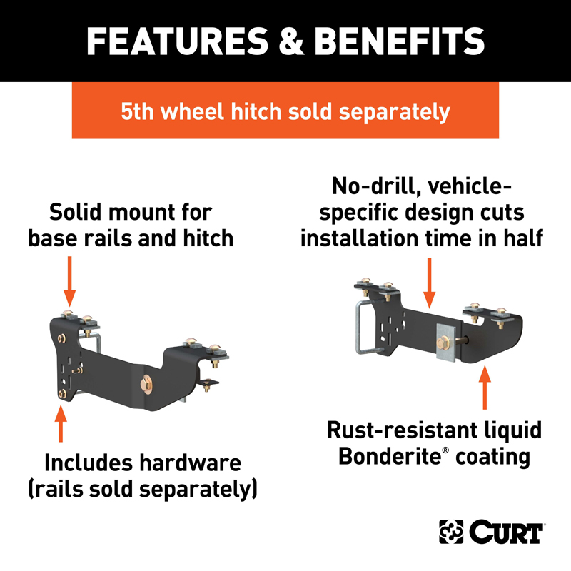CURT | Custom 5th Wheel Brackets - Silverado / Sierra 1500 / Limited 2007-2019