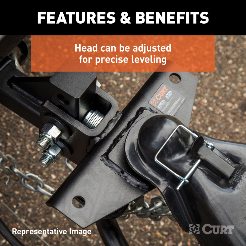 CURT | Round Bar Weight Distribution Hitch with Lubrication, Sway Control (10-14K) CURT Weight Distribution