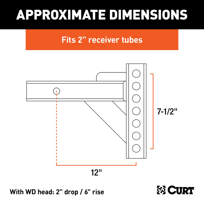 CURT | Weight Distribution Shank (2" Shank, 2" Drop, 6" Rise) CURT Weight Distribution