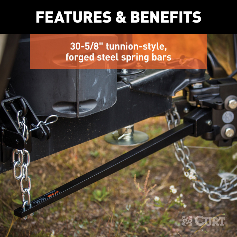 CURT | Long Trunnion Bar Weight Distribution Hitch (8K - 10K lbs., 30-5/8" Bars) CURT Weight Distribution