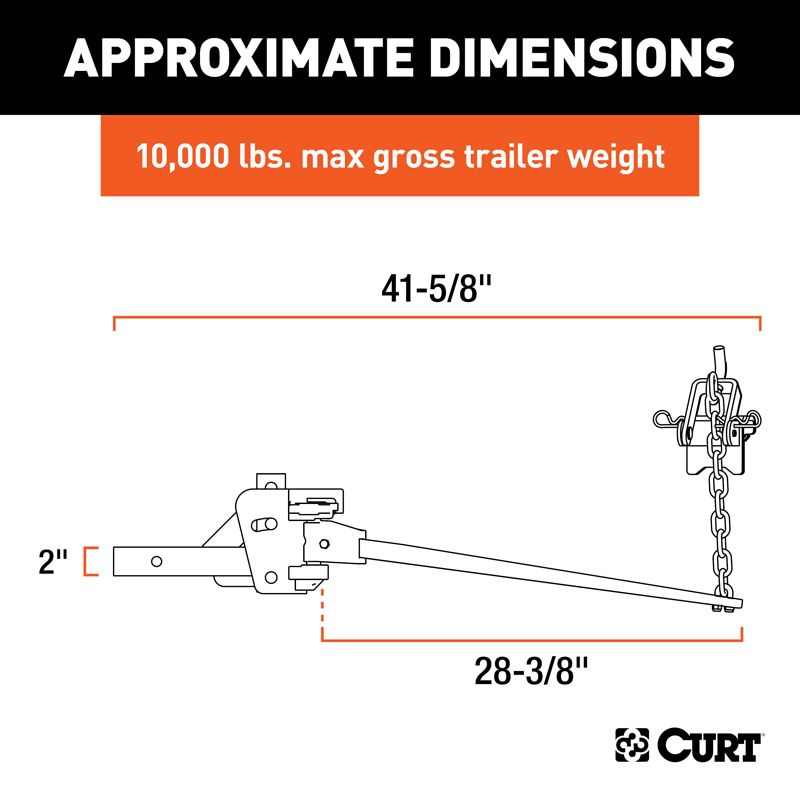 CURT | Short Trunnion Bar Weight Distribution Hitch (8K - 10K lbs., 28-3/8" Bars) CURT Weight Distribution