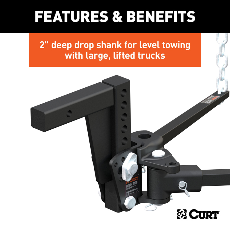 CURT | Deep Drop Trunnion Bar Weight Distribution Hitch (8K - 10K lbs, 30-5/8" Bars) CURT Weight Distribution