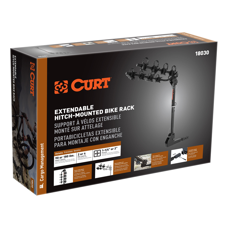 CURT | Extendable Hitch-Mounted Bike Rack (2 or 4 Bikes, 1-1/4" or 2" Shank)