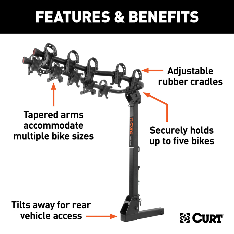 CURT | Premium Hitch-Mounted Bike Rack (5 Bikes, 2" Shank)