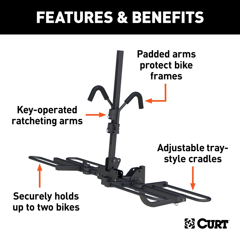 CURT | Tray-Style Hitch-Mounted Bike Rack (2 Bikes, 1-1/4" or 2" Shank)